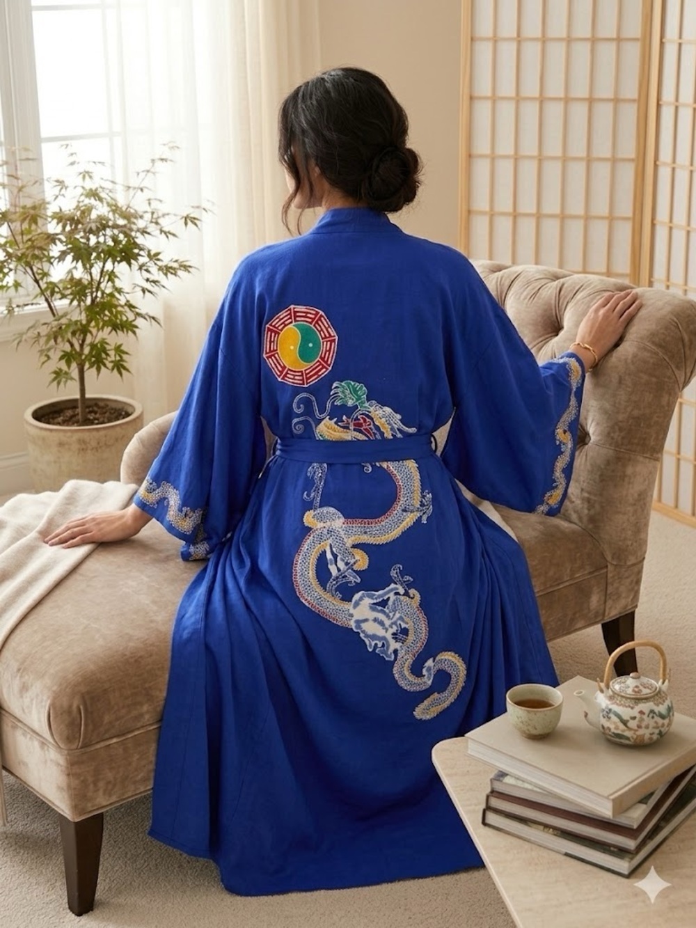 Java Wraps Vintage Dragon Kimono Robe OSFA
